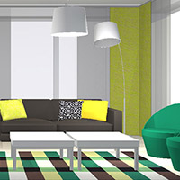 Obývací pokoj v limetkových odstínech 